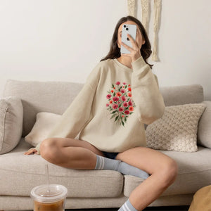 Dipaliz Floral Bouquet Crewneck Sweatshirt Cotton - Sweatshirts