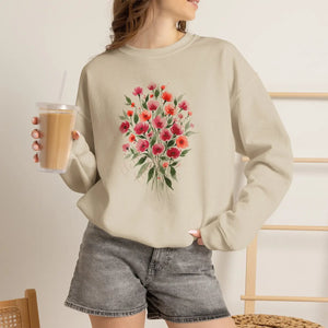 Dipaliz Floral Bouquet Crewneck Sweatshirt Cotton - Sweatshirts