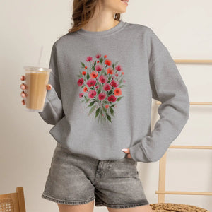 Dipaliz Floral Bouquet Crewneck Sweatshirt Cotton - Sweatshirts