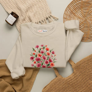 Dipaliz Floral Bouquet Crewneck Sweatshirt Cotton - Sweatshirts