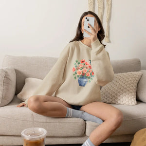 Dipaliz Floral Bouquet Crewneck Sweatshirt Cotton - Sweatshirts