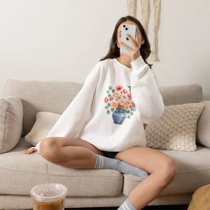 Dipaliz Floral Bouquet Crewneck Sweatshirt Cotton - Sweatshirts