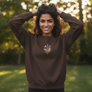 Dipaliz Floral Butterfly Crewneck Sweatshirt Cotton Blend - Sweatshirts - s