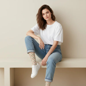 Dipaliz Floral Dainty Crew Socks Fleece Lined Sublimation