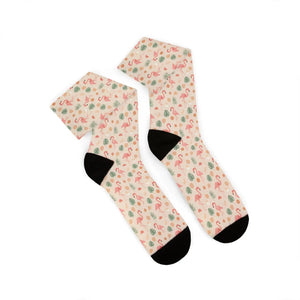 Dipaliz Floral Dainty Crew Socks Fleece Lined Sublimation