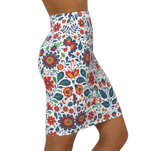 Dipaliz Floral Folk Pencil Skirt Slim Fit Everyday Wear - Skirts