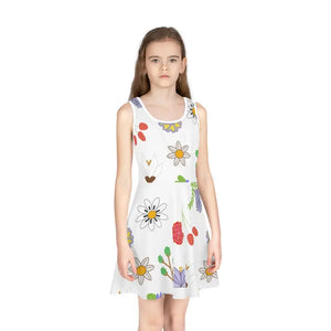 Girls Sleeveless Sundress Floral Summer Vibes - Dipaliz - Seam Thread Color Automatically Matched to Design / 2t