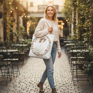 Dipaliz Floral Goose Farmhouse Tote Bag Cotton Canvas - Shopping Totes