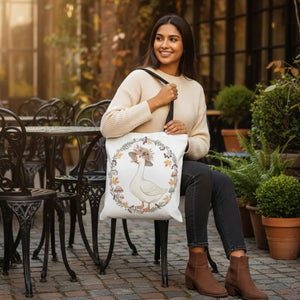 Dipaliz Floral Goose Farmhouse Tote Bag Cotton Canvas - Shopping Totes