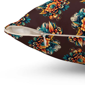 Floral Throw Pillow - Polyester Square Design for Home Decor - Dipaliz