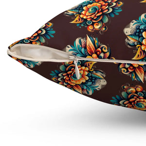 Floral Throw Pillow - Polyester Square Design for Home Decor - Dipaliz