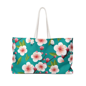 Floral Weekender Bag - Cherry Blossom Polyester Travel Tote - Dipaliz - 24’’ × 13’’ - Bags