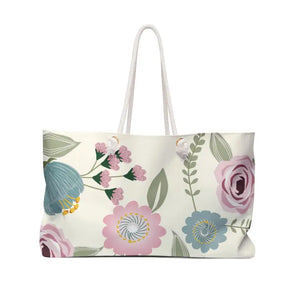 Floral Pastels Oversized Polyester Weekender Bag - Dipaliz - 24’’ × 13’’ - Tote Bags