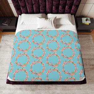 Plush Sherpa Blanket - Floral Pattern Two Colors - Dipaliz - Blankets