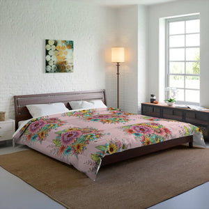 Pink Floral Comforter – Polyester Bedding - Dipaliz - Quilts & Comforters