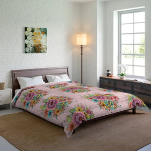 Pink Floral Comforter – Polyester Bedding - Dipaliz - Quilts & Comforters
