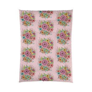Pink Floral Comforter – Polyester Bedding - Dipaliz - Quilts & Comforters