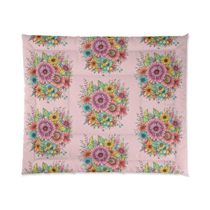 Pink Floral Comforter – Polyester Bedding - Dipaliz - Quilts & Comforters