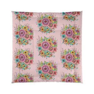 Pink Floral Comforter – Polyester Bedding - Dipaliz - Quilts & Comforters