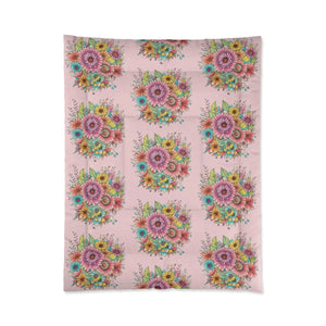 Pink Floral Comforter – Polyester Bedding - Dipaliz - Quilts & Comforters
