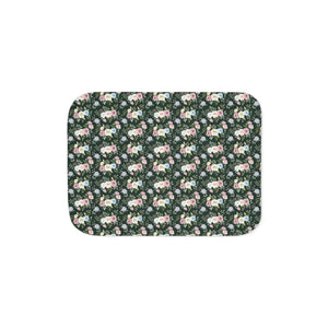 Floral Sherpa Blanket – Dark Green Pattern - Dipaliz - Blankets