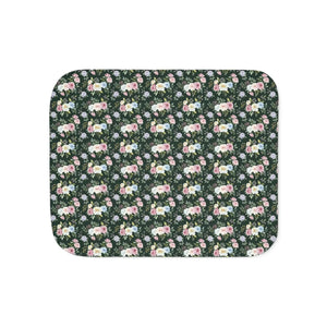 Floral Sherpa Blanket – Dark Green Pattern - Dipaliz - Blankets
