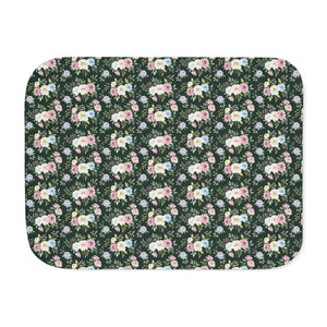 Floral Sherpa Blanket – Dark Green Pattern - Dipaliz - Blankets