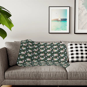 Floral Sherpa Blanket – Dark Green Pattern - Dipaliz - Blankets
