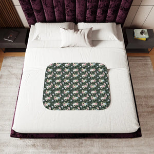 Floral Sherpa Blanket – Dark Green Pattern - Dipaliz - Blankets