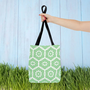 Vibrant Green Floral Pattern Tote Bag - Durable Polyester - Dipaliz - Bags