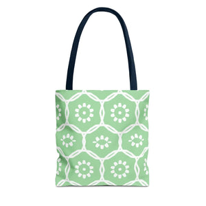Vibrant Green Floral Pattern Tote Bag - Durable Polyester - Dipaliz - Bags