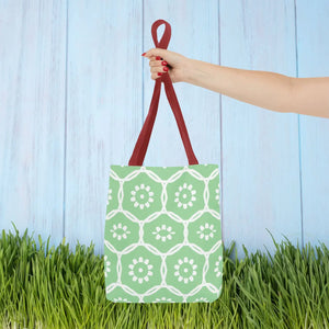 Vibrant Green Floral Pattern Tote Bag - Durable Polyester - Dipaliz - Bags