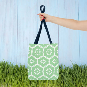 Vibrant Green Floral Pattern Tote Bag - Durable Polyester - Dipaliz - Bags
