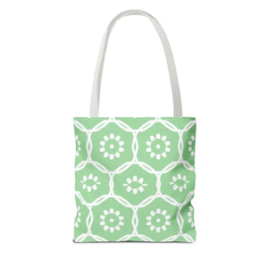 Vibrant Green Floral Pattern Tote Bag - Durable Polyester - Dipaliz - Bags