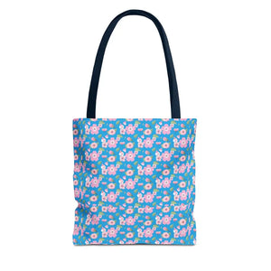 Floral Print Tote Bag Blue Women’s Fashion Statement - Dipaliz - 13’’ × / Navy - Bags