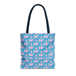 Floral Print Tote Bag Blue Women’s Fashion Statement - Dipaliz - 16’’ × / Navy - Bags
