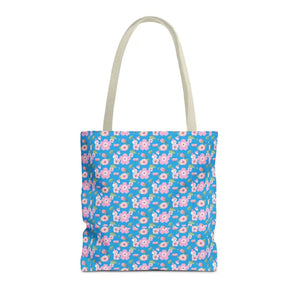 Floral Print Tote Bag Blue Women’s Fashion Statement - Dipaliz - 16’’ × / Beige - Bags