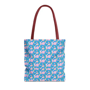 Floral Print Tote Bag Blue Women’s Fashion Statement - Dipaliz - 16’’ × / Red - Bags
