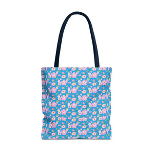 Floral Print Tote Bag Blue Women’s Fashion Statement - Dipaliz - 18’’ × / Navy - Bags