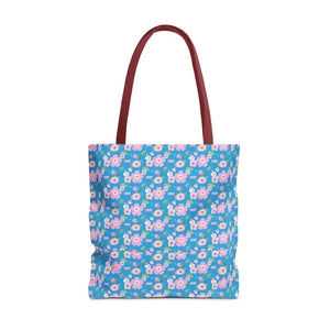 Floral Print Tote Bag Blue Women’s Fashion Statement - Dipaliz - 18’’ × / Red - Bags