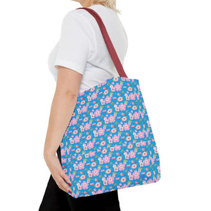 Floral Print Tote Bag Blue Women’s Fashion Statement - Dipaliz - Bags