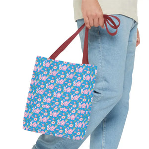 Floral Print Tote Bag Blue Women’s Fashion Statement - Dipaliz - Bags