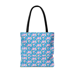 Floral Print Tote Bag Blue Women’s Fashion Statement - Dipaliz - Bags