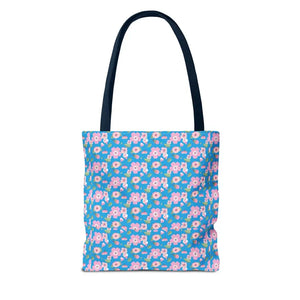 Floral Print Tote Bag Blue Women’s Fashion Statement - Dipaliz - Bags
