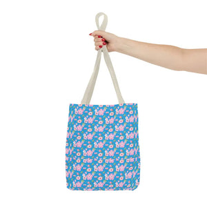 Floral Print Tote Bag Blue Women’s Fashion Statement - Dipaliz - Bags