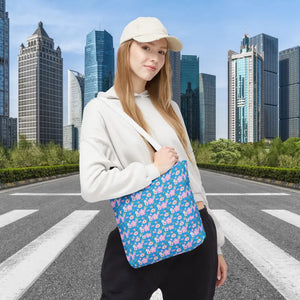 Floral Print Tote Bag Blue Women’s Fashion Statement - Dipaliz - Bags