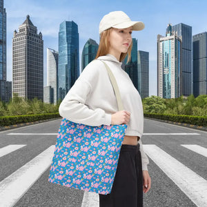 Floral Print Tote Bag Blue Women’s Fashion Statement - Dipaliz - Bags