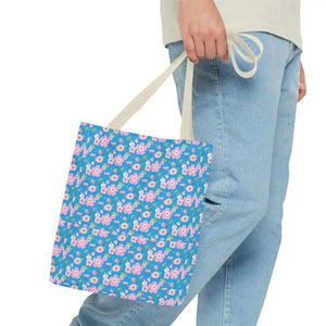 Floral Print Tote Bag Blue Women’s Fashion Statement - Dipaliz - Bags