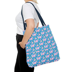 Floral Print Tote Bag Blue Women’s Fashion Statement - Dipaliz - Bags