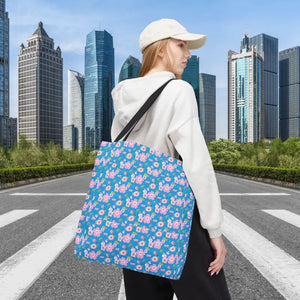 Floral Print Tote Bag Blue Women’s Fashion Statement - Dipaliz - Bags